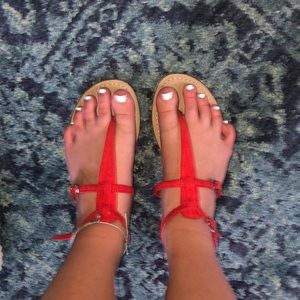 Size 6.5 red target sandals